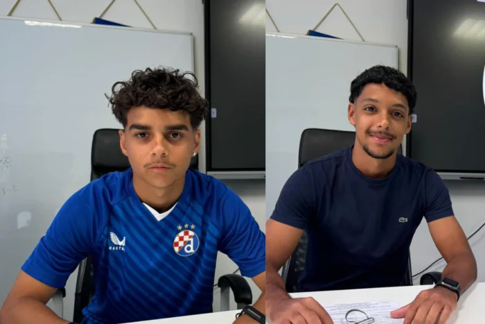 Jovens aprovados em peneira realizada em Leopoldina assinam com Dinamo Zagreb 1 Jovens assinando dinamo zagreb creditos arquivo pessoal