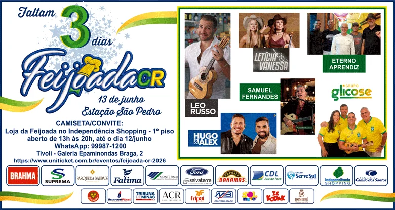 Coluna Cesar Romero – 10 de junho de 2026 4 Feijoada 2026 3 dias 4x11 QUARTA FEIRA 100626